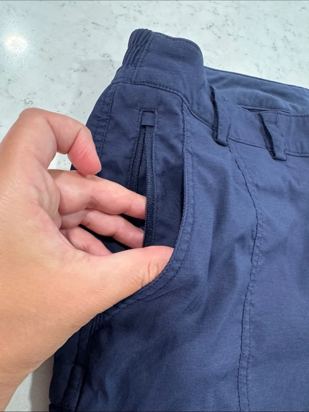 Duluth Women’s 16 X 31 Flexpedition Navy Hiking Bootcut Stretchy Snap Closure